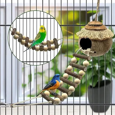 Клетка для птиц, Подвесной птичий домик с лестницей, гнездо для разведения  попугаев - купить с доставкой по выгодным ценам в интернет-магазине OZON  (1252269312)