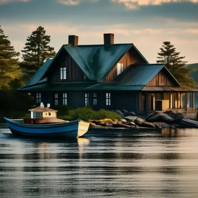 Плавающий домик на берегу озера построен для медитаций под звуки воды и  природы