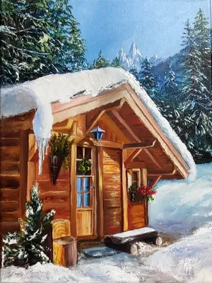 Домик в лесу снег зимняя иллюстрация АКВАРЕЛЬЮ | Winter Watercolor  Illustration - YouTube
