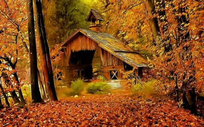 Домик в лесу осенью (71 фото) » НА ДАЧЕ ФОТО