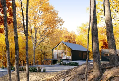 Дом в осеннем лесу - Работа из галереи 3D Моделей