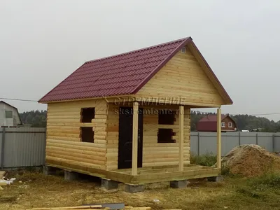 Одноэтажный дом из бруса 8 на 6 с террасой, Проект 40 | Русская построечка
