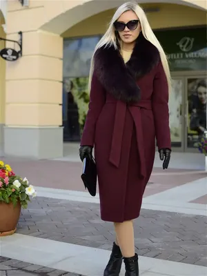 Драповое зимнее пальто с мехом песца, шоколад - купить в Москве ◈ цена в  интернет-магазине «L'Marka»