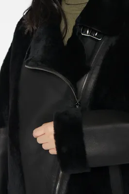 Женская дубленка косуха черного цвета 5891 (чёрный) купить в  интернет-магазине с доставкой