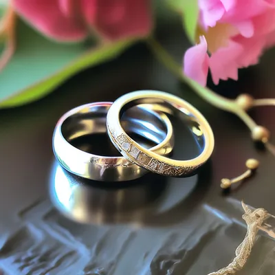 Два гладких золотых свадебных обручальных кольца с... | @vinmusic