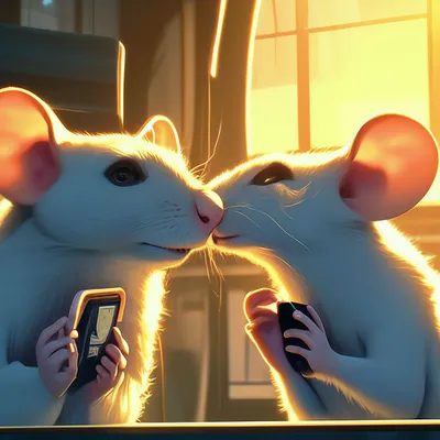 Две крысы-подружки шепчутся по …» — создано в Шедевруме