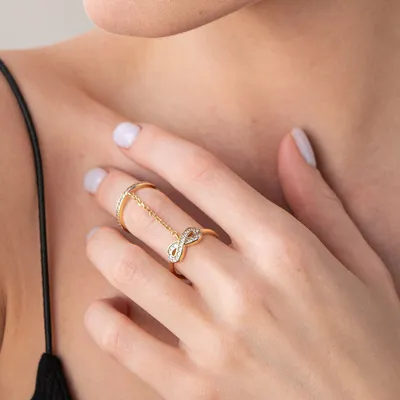 Двойное кольцо из белого золота с бриллиантами огранки «багет», артикул  238/01W-0003 | Купить в интернет-магазине Yana в Москве