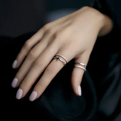 Золотое женское двойное кольцо КБ-1447 (ID#1456987313), цена: 8147 ₴,  купить на Prom.ua