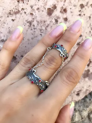 Двойное кольцо с двойной цепочкой из серебрa 925пробы купить в  интернет-магазине Ярмарка Мастеров по цене 2500 ₽ – P2ULQBY | Кольцо на  весь палец, Ереван - доставка по России