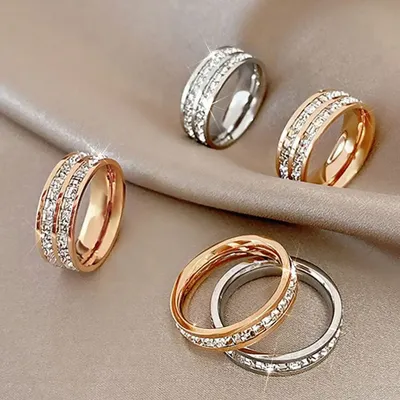 Парные кольца Стразы, пряжка на палец, несколько размеров, один двойной  ряд, подарок на день Святого Валентина, ювелирные изделия в Корейском стиле  | AliExpress
