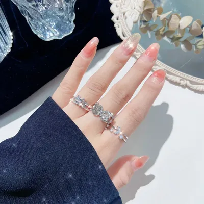 Купить Двойное открытое кольцо на указательный палец, женское легкое с  цветком, роскошное модное индивидуальное кольцо | Joom