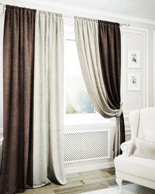 Двойные шторы с подхватом пошив на заказ в Москве , цены на пошив - студия  текстильного декора \"Амели\"