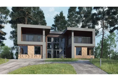 581B «Футура» - современный двухэтажный дом, с террасой и с плоской крышей,  навес на 2 авто, в стиле минимализм: цена | Купить готовый проект с фото и  планировкой
