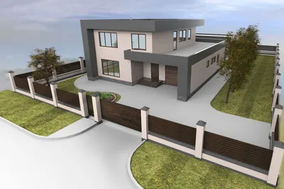 Проект двухэтажного дома с плоской крышей и гаражом на два автомобиля D2453  | Каталог проектов Домамо