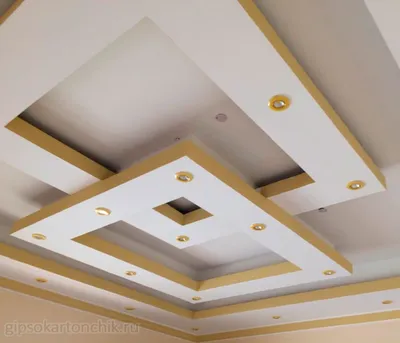 Двухуровневые потолки из гипсокартона для гостиной и зала: 50 фото матовых  и глянцевых
