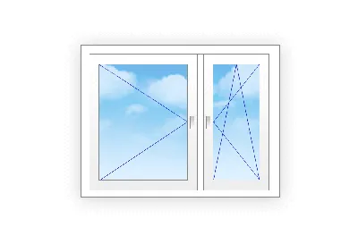 Цены на двухстворчатые окна с двумя откидными створками