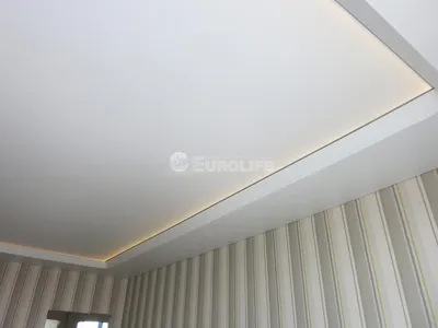 Двухуровневый потолок с подсветкой в гостиной 17 кв.м - Евро Лайф