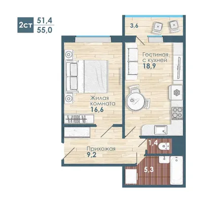 Двухкомнатная студия, 55 м² недорого в Ленинском районе | Чистая слобода