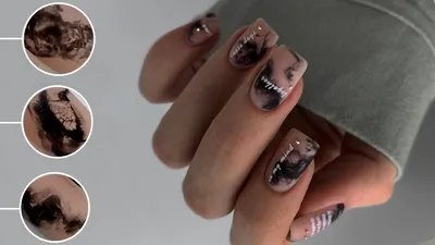 🖤😍 Эффект дыма на ногтях / Черный мраморный маникюр / Трендовый дизайн  ногтей 2021 - YouTube