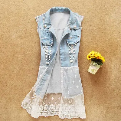 Lace Stitching Denim Vest Jacket Jec | Модные стили, Модные вещи своими  руками, Пошив одежды своими руками