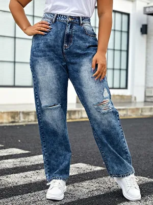 Рваные джинсы размера плюс с карманом | Рваные джинсы, Джинсы для полных,  Джинсы