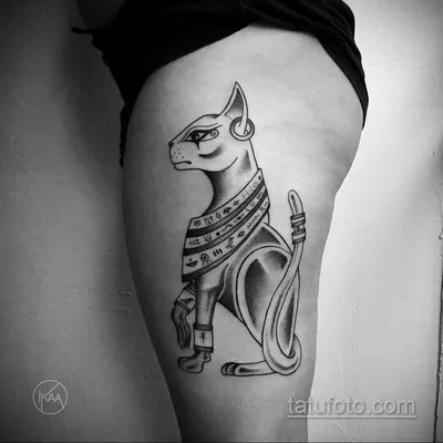 тату Египетская кошка 18.11.2019 №106 -Egyptian cat tattoo- tatufoto.com -  tatufoto.com