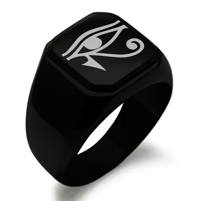 Stainless Steel Egyptian Eye of Horus Square Mens Square Biker Style Signet  Ring | eBay