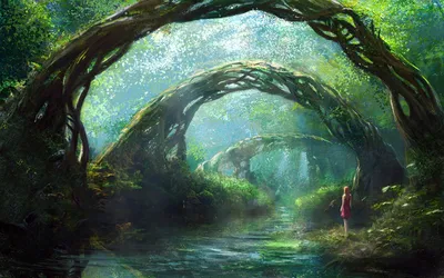 Волшебный эльфийский лес, ночь, …» — создано в Шедевруме