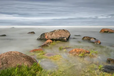 Балтийское море и пляж пярну на закате, эстония. песок и берег. | Премиум  Фото