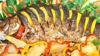 Рыба, фаршированная овощами, с картофелем, запеченная в духовке 🐟 (рецепт  рыбы в пост) - YouTube