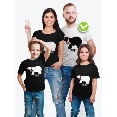 Футболки Фэмили Лук для мамы, дочки, папы, сына Медведи с шарфом / Family  Look для всей семьи - Магазин джамперов