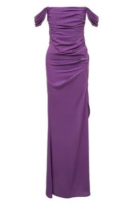 Фиолетовое вечернее платье с объёмными рукавами на лето купить с доставкой  в Москве в интернет-магазине CAPPONI COLLECTION