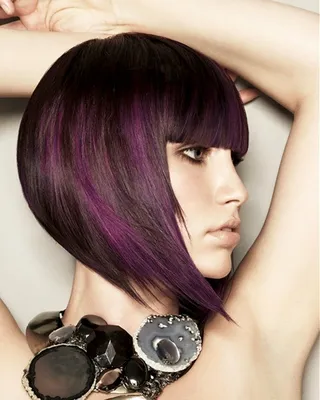 Фиолетовое мелирование на темные волосы - 77 фото