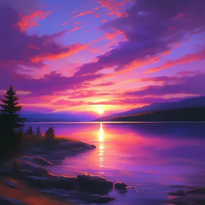 Фиолетовый закат - красивые фото