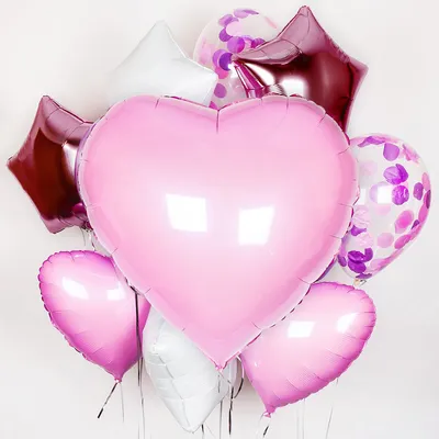 Радужные фольгированные сердца с прозрачными шариками - купить в Москве |  SharFun.ru