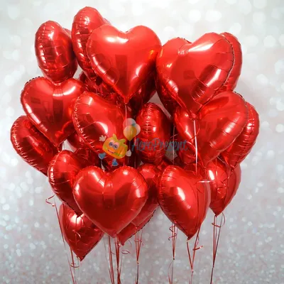 Красные и золотые фольгированные сердца и цифры для неё - купить в Москве |  SharFun.ru