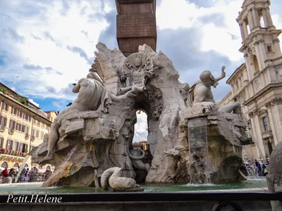 Репродукции Произведений Искусства Fontana dei Quattro Fiumi (Фонтан из четырех  рек), 1651 по Gian Lorenzo Bernini (1598-1680, Italy) | WahooArt.com
