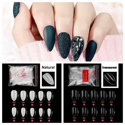 Tips Acrylic False Nails Pointy Oval Shape Nail Art Patch Almond Stiletto |  eBay