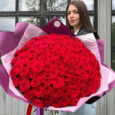Купить Букет 101 роза (красная) в Южно-Сахалинске по цене 26 890 ₽ с  доставкой