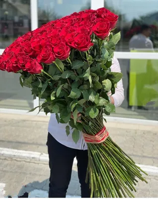 Купить Букет 101 красная роза 35 см в Санкт-Петербурге. 101 роза в  красочных букетах недорого с доставкой на дом.