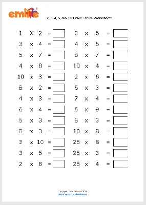 Multiplication Tables Check (MTC) Worksheets