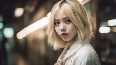 привлекательная молодая азиатская женщина со светлыми волосами стоящая на  станции метро, блондинка блондинка белый, Hd фотография фото, губа фон  картинки и Фото для бесплатной загрузки