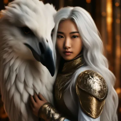 Девушка азиатки с белыми волосами …» — создано в Шедевруме