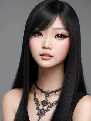 Фото красивой молодой азиатки с длинными волосами и светлой кожей с ярким  цветом глаз | Премиум Фото