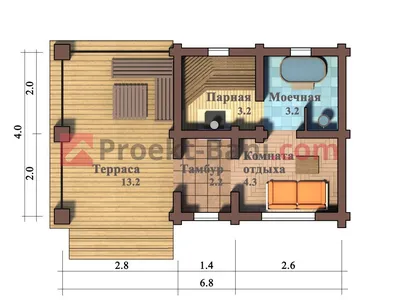 Каркасная баня 6 на 5 под ключ, планировка бани 6х5 и цена