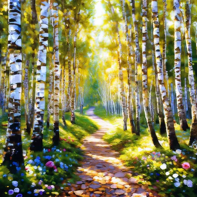 Копия картины Ивана Шишкина \"Ручей в березовом лесу\" (худ. Савелия  Камского) 60x90 IS170903 купить в Москве