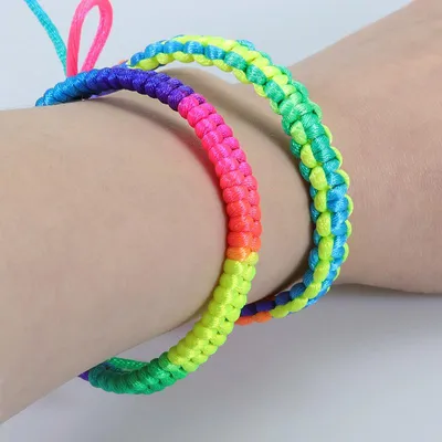 Новый красочный плетеный браслет своими руками из разноцветной веревки  Радужный плетеный браслет – лучшие товары в онлайн-магазине Джум Гик