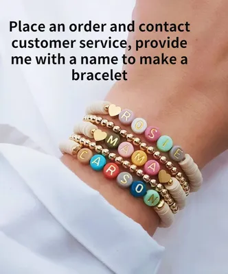 Полноцветный именной браслет, браслет из бисера на заказ, браслет Heishi,  пользовательские подарки | AliExpress