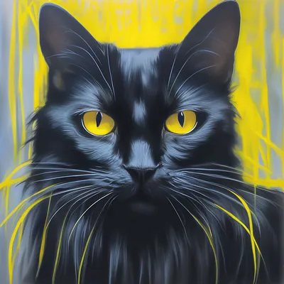 Портрет Черного Кота С Желтыми Глазами. Фотография, картинки, изображения и  сток-фотография без роялти. Image 32623542
