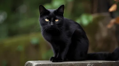 Красивый черный кот с желтыми глазами Стоковое Фото - изображение  насчитывающей темно, хэллоуин: 36143994